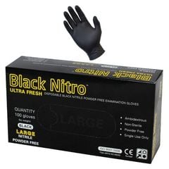 Black Nitro Nitrile Powder Free Disposable Gloves Large X100 Pack - Tradie Cart