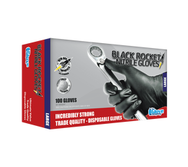 Black Rocket Nitrile Disposable Gloves Large X100 Pack - Tradie Cart