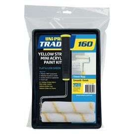 TradieCart: Uni Pro Trade 160mm Yellow Stripe Mini Acrylic Roller Kit 11mm Nap