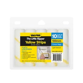 TradieCart: Uni Pro Little Ripper 100mm Yellow Stripe Fabric Covers 10 Pack 11mm Nap