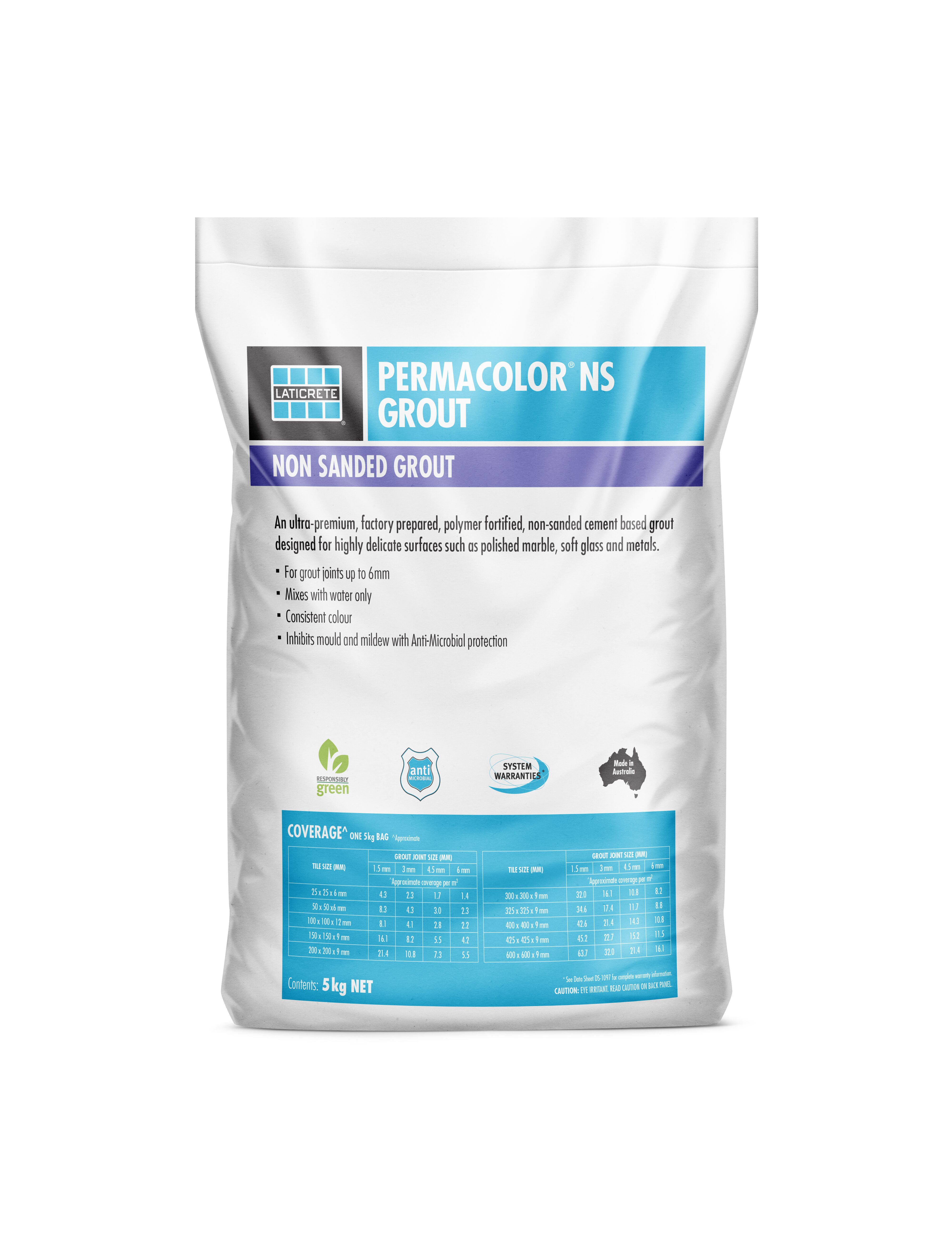 Laticrete Permacolor NS 60 Dusty Grey 4X 5kg Carton Non Sanded Grout