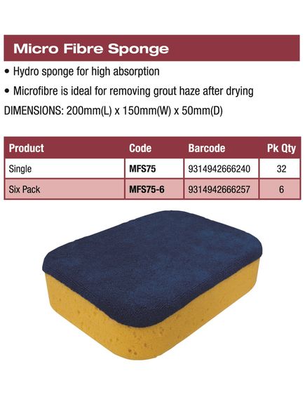 DTA Tilers Microfibre Sponge 190mm X 140mm - Tradie Cart