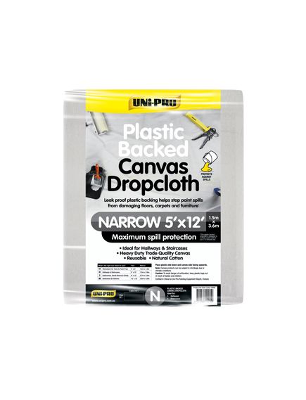 Uni Pro Heavy Duty Plastic Backed Canvas Dropcloth 3.6m X 3.6m - Tradie Cart
