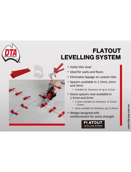 DTA Flat Out Levelling System Spacer 1.5mm X 500pcs X 20mm Stone - Tradie Cart