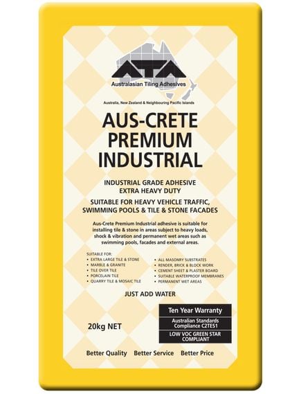 ATA Aus-Crete Premium Industrial (Yellow Bag) No Rubber White 20kg Tile Adhesive - Tradie Cart