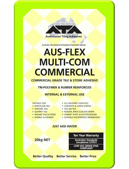 ATA Aus-Flex Multi-Commercial (Green Bag) Grey 20kg Rubber Based Tile Adhesive - Tradie Cart