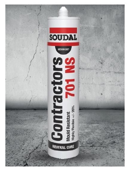 Soudal Contractors 701 NS Brilliant white 300ml Cartridge Silicone - Tradie Cart