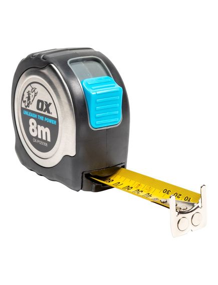 OX Tools Stainless Steel 8m Tape Measure - Tradie Cart