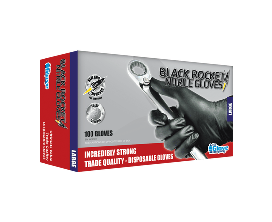 Black Rocket Nitrile Disposable Gloves Extra Large X100 Pack - Tradie Cart